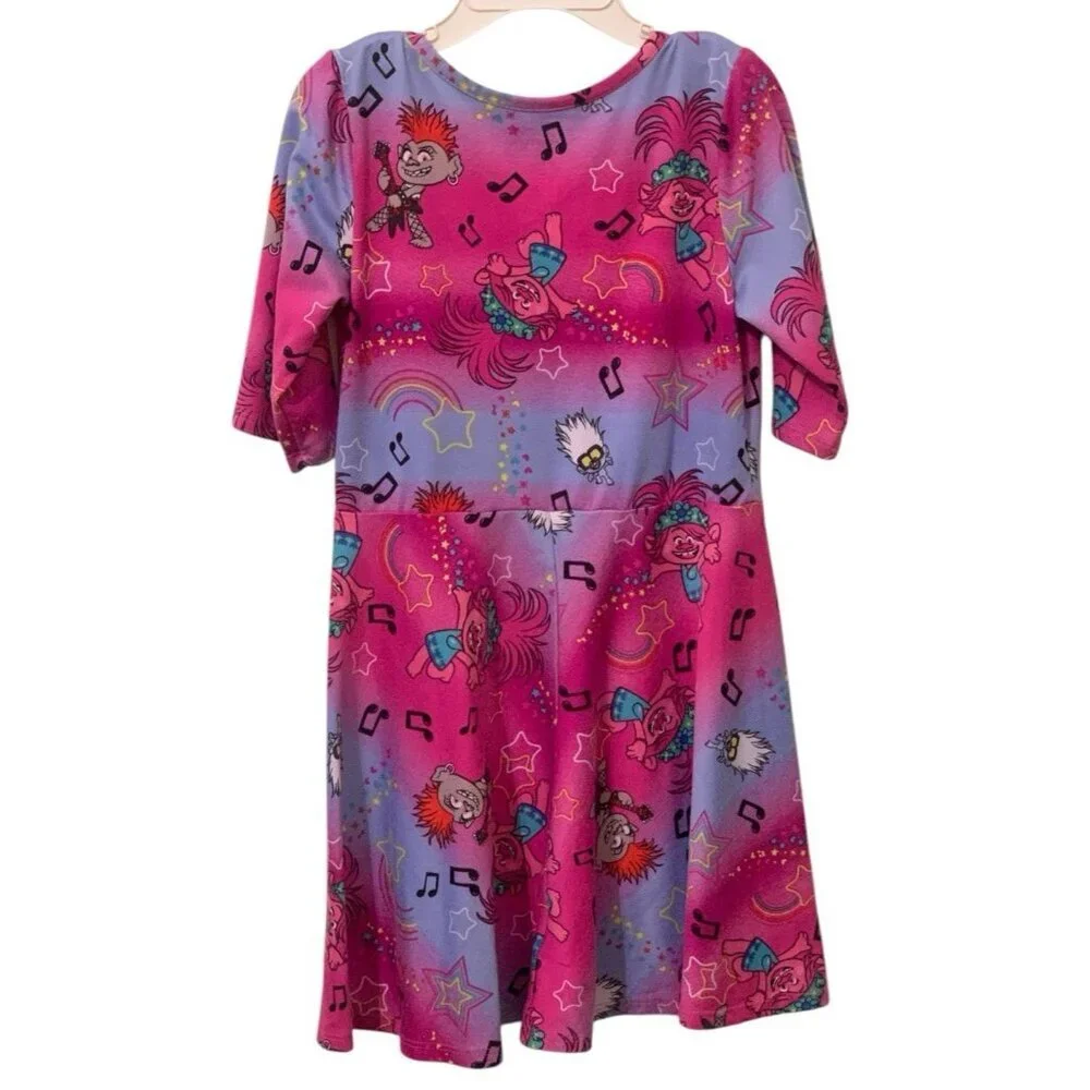 Trolls World Tour Girls Dress Size S/CH 6-6X Pink Short Sleeve